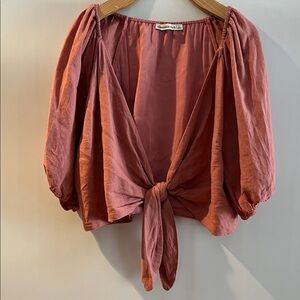 Abercrombie & Fitch Terracotta Tie-Front Blouse